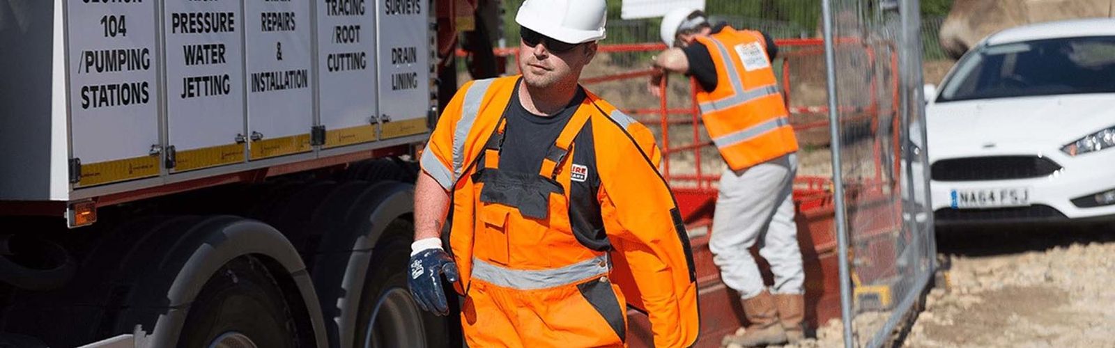Jet Aire engineers in hi-vis on site